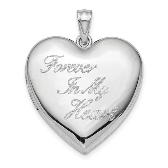 Sterling Silver Heart Locket Pendant for Women with Forever in My Heart Engraving, Memorial Keepsake Necklace for Remembrance and Sentimental Tribute Jewelry