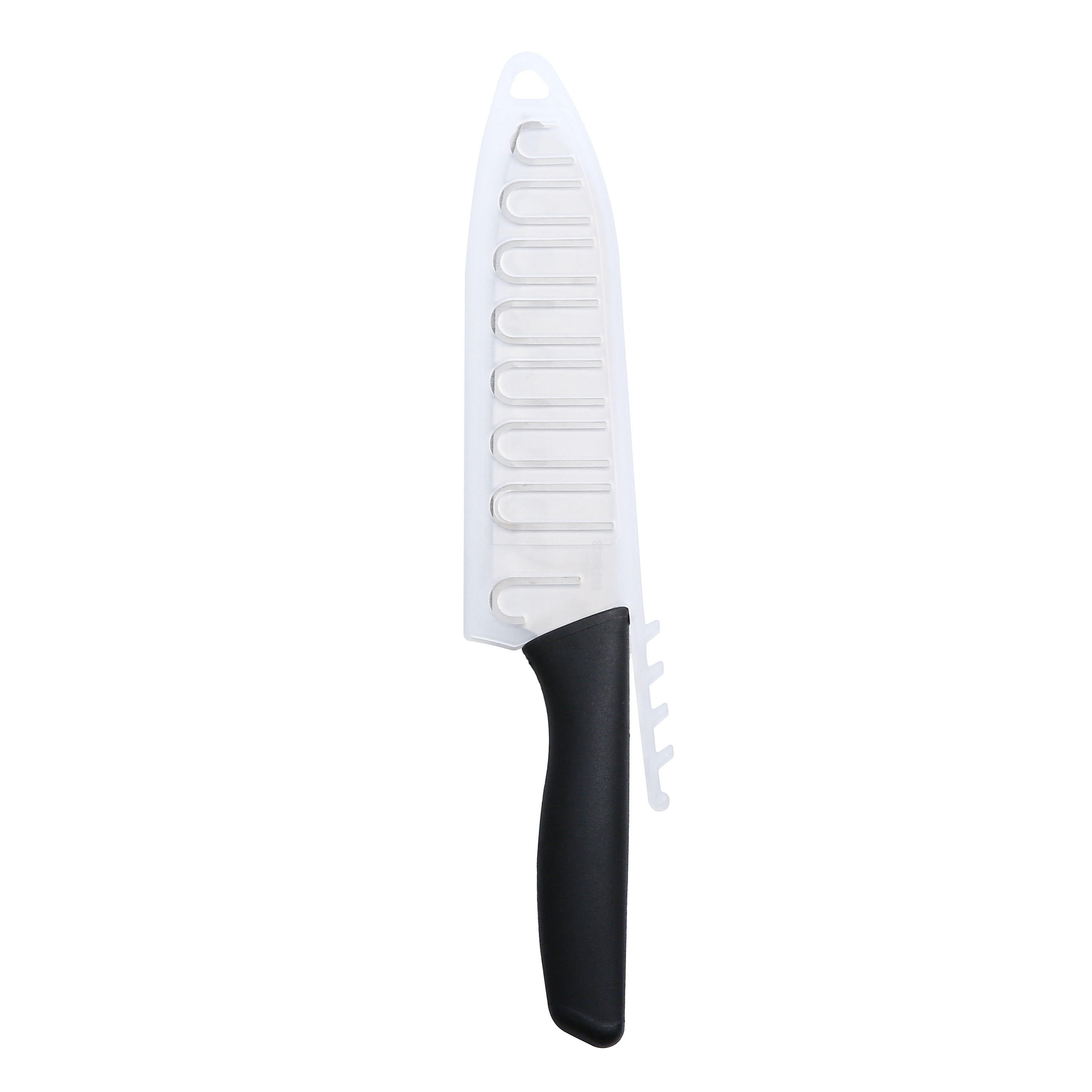 Mainstays 5" Stainless Steel Santoku Kitchen Knife Black with Sheath