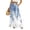 Sky Blue_#07, variant on Sewkxo Womens Wide Leg Pants Drawstring Elastic High Waisted Ruffle Hem Palazzo Pants with Pockets,Blue M