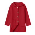 thumbnail image 3 of Girls Trench Coats Hooded Cute Windproof Wool Blend Peacoats Kid Girls Winter Jackets (Red), 3 of 6