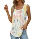thumbnail image 1 of Playeras,Blusas y Tops,Ropa para Mujer Athletic camisetas sin mangas para las mujeres Camiseta sin mangas con cuello cuadrado para mujer, informal, sin mangas, con dobladillo curvo plisado (Green, M), 1 of 6