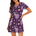 thumbnail image 1 of Balery Snake And Flower Camisón de manga corta con cuello redondo para mujer, cómodo y elegante., 1 of 6
