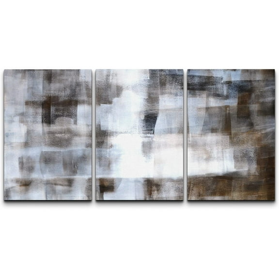 wall26 Canvas Print Wall Art Set Faded Grunge White & Brown Color Blocks Abstract Shapes Illustrations Modern Art Chic Colorful Multicolor Ultra for Living Room, Bedroom, Office - 16"x24&quo