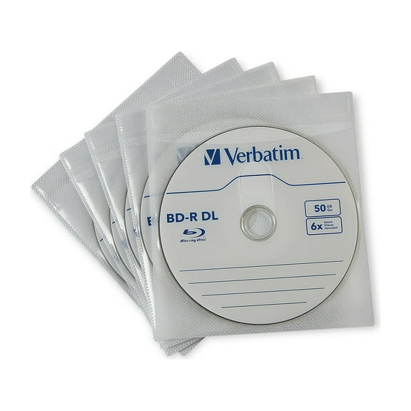 Verbatim Sleeves for CD/DVD/Blu-Ray White 50/Pack (71125)