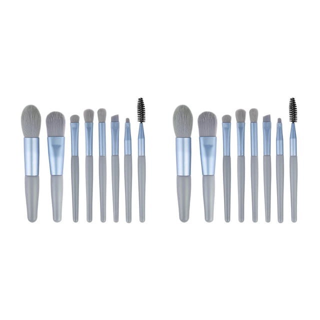 Minnieouse Paquete de 8 pinceles de maquillaje con mango de plástico Base en polvo a prueba de agua Maquillaje Juego de sombras de ojos Cepillo Azul oscuro Tipo 2 2piezas Minnieouse CBP165087