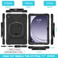 thumbnail image 7 of XYX Tablet Case for Samsung Galaxy Tab A9+ 11.0 inch, 360 Degree Rotating Hand Grip Shockproof Cover with Shoulder Strap, Black, 7 of 7