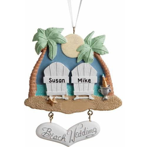 beach wedding christmas ornament