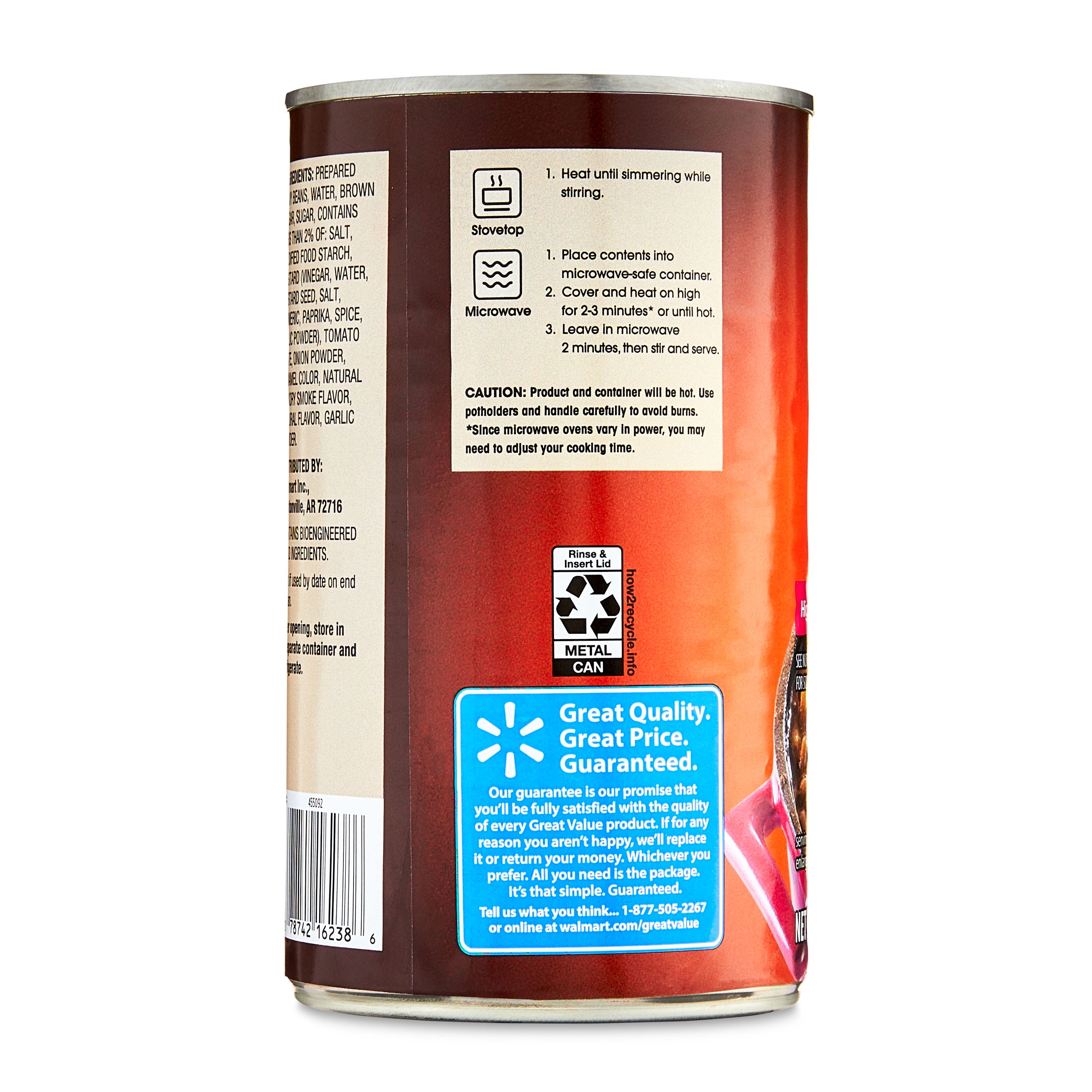 (8 pack) Great Value Brown Sugar Hickory Baked Beans, 28 oz Can