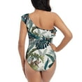 thumbnail image 5 of Picia Hawaiian Style Pattern Women's One Piece Swimsuits,One Shoulder Swimwear Asymmetric ,Ruffle Monokinis Bathing Suits,High Waisted Flattering Bathing Suits-XX-Large, 5 of 8