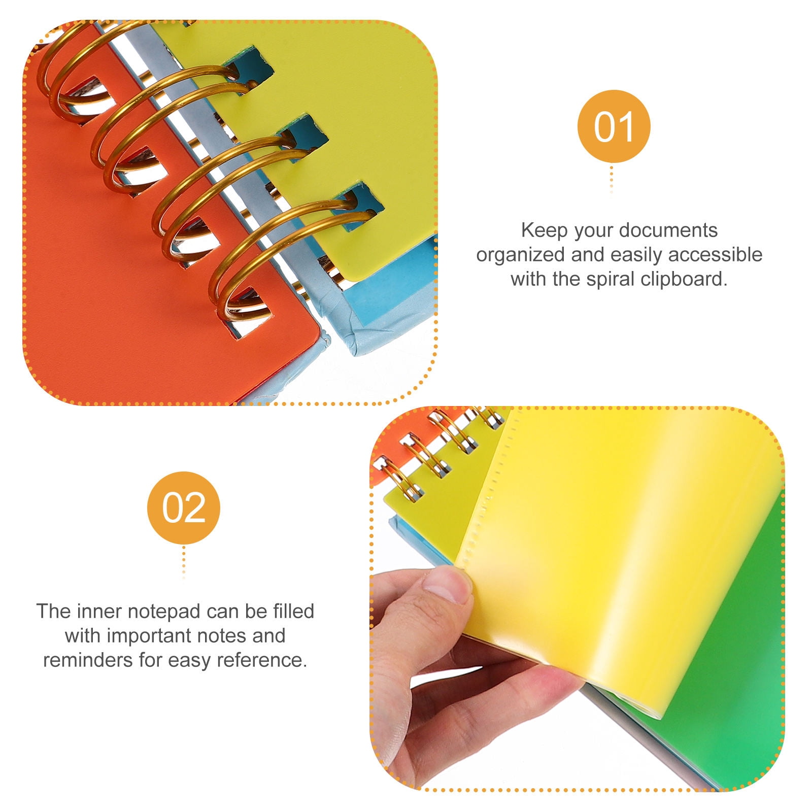 TABLZONE Back to School Clipboard Notepad Spiral Notebook Multi Color Rubber Nylon Iron Paper PVC for Studying Office Work 1Pack
