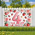 thumbnail image 5 of Floral Design Birthday Banner Strawberry Theme Number Banner Background for Kids Party Event Decor Celebration, 5 of 8