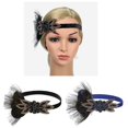 thumbnail image 1 of 2 Pedazos Diadema de s Venda de de Cabello Cinta de Pelo Elástica Venda de Disfraz 1920 Retro Macarena Tocado vintage para mujer, 1 of 8