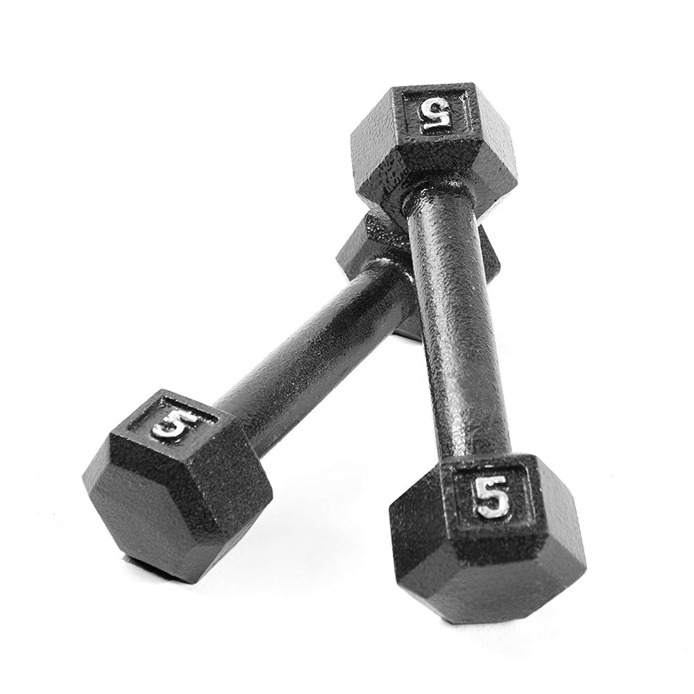 CAP Barbell Cast Iron Hex Dumbbell, 5 Lbs, Pair