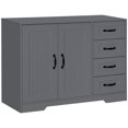 thumbnail image 1 of HOMCOM Buffet Armoire de Rangement avec Armoire à 2 Portes et 4 Tiroirs, Gris, 1 of 10
