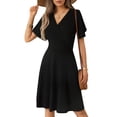 thumbnail image 3 of UVN Summer Dresses for Women Short Sleeve V Neck A-Line Midi Dress Boho Beach Floral Print Sundress, 3 of 8