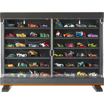 Hot Wheels Display Case with Exclusive Mercedes-Benz 190E 1:64 Scale Sports  Car 