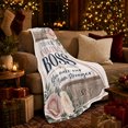 thumbnail image 3 of Boss Appreciation Floral, Cozy Typography Art Scene, Warm Flannel Blanket for Ranch House and Living Room with Detailed Artwork, Art Lovers Appreciation Gift, Artistic Home Decor, 3 of 9