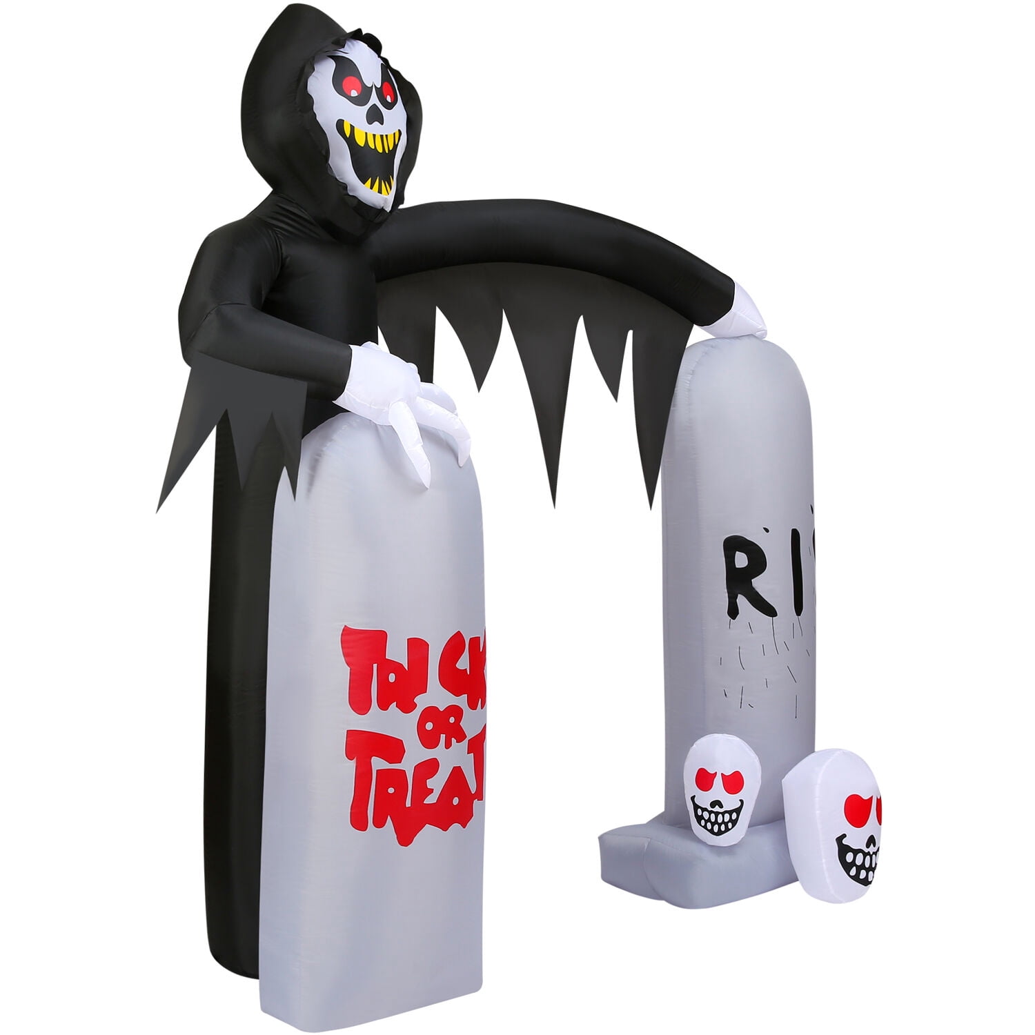 9 Ft Halloween Inflatable Ghost With Tombstones & LED Lights – Outdoor Decor With Blower