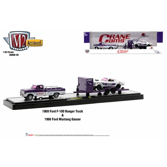 M2 Machines Auto Hauler 58 1969 Ford F-100 Ranger Truck & 1966 Ford Mustang Gas