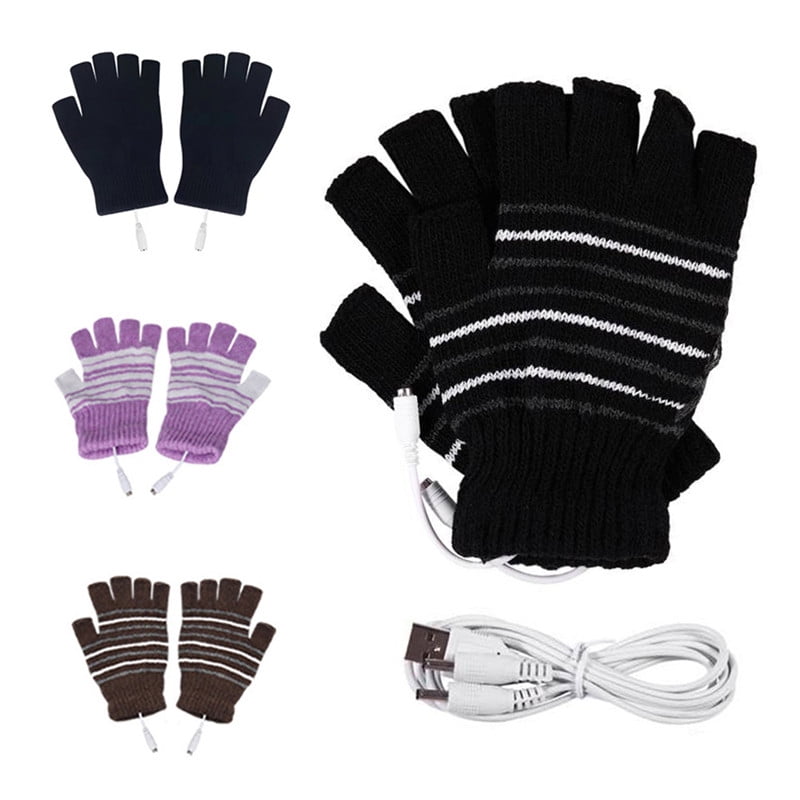 Unisex Winter Motorcycle Heated Gloves Warm USB Electric Knitted Thermal Gloves 