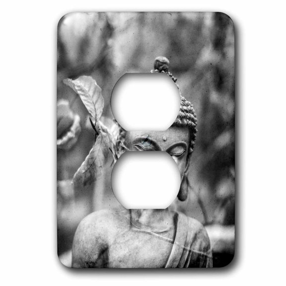3dRose Grey and Vintage Buddha Asia Symbol - 2 Plug Outlet Cover