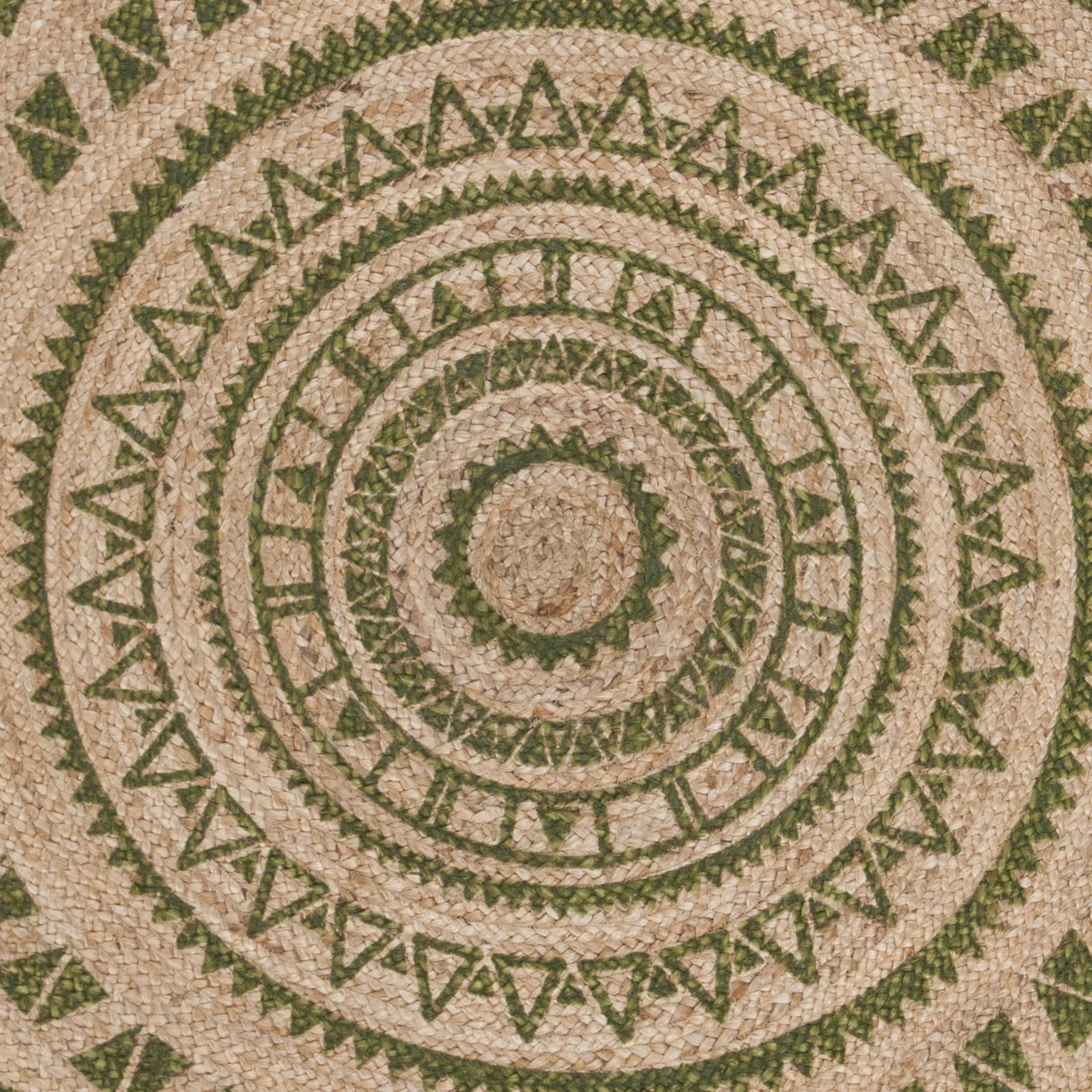 SAFAVIEH Natural Fiber Zoolander Geometric Jute Area Rug, Green/Natural, 6' x 6' Round