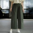 thumbnail image 1 of Mceream Wide Leg Pants for Womens Elastic Waisted Drape High Rise Versatile Oversize Cargo Style Baggy Cozy Slacks with Pockets Plus Size Pants Pantalones Holgados Para Mujer Green M, 1 of 9