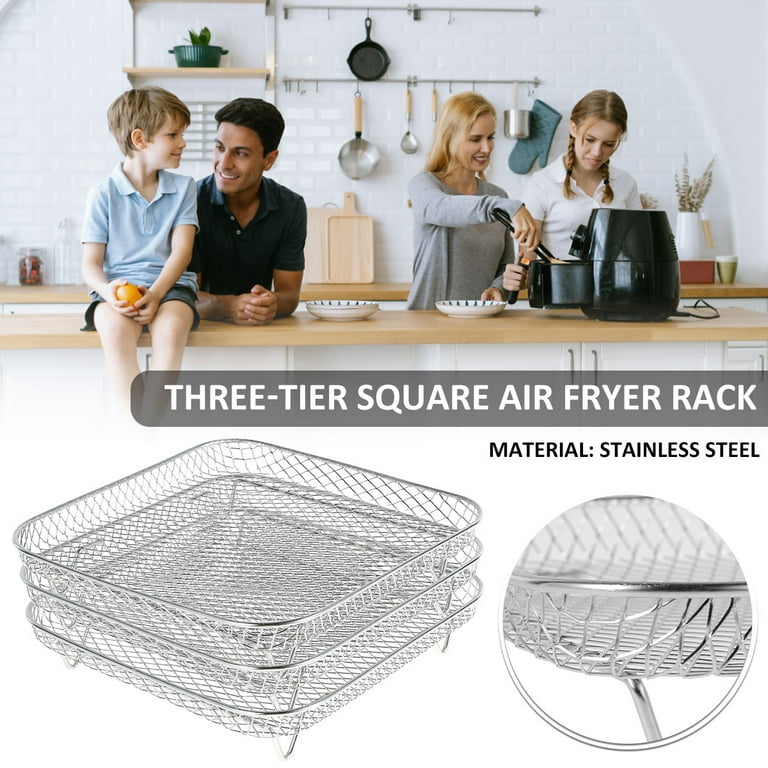 Air Fryer Accessories 3-layers Stainless Steel Airfryer Rack Round