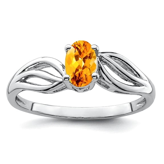 925 Sterling Silver Polished Citrine Ring Size 6 Ring for Women - .40 cwt