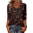 thumbnail image 2 of Halloween Pumpkin Shirts for Women Funny Halloween Clothing Fall T-Shirts Top, 2 of 5