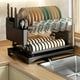 thumbnail image 1 of Estante para secar platos Banigic de 2 niveles con escurridor negro inoxidable, 1 of 9