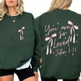 thumbnail image 5 of Coquette Bow You Are So Loved Sweatshirt – John 3:16 Double-Sided Christian Pullover, Easter Jesus Loves Sweater Gift, 5 of 7