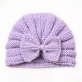 thumbnail image 3 of MHZLDYZ Baby Bonnet Toddler Infant Baby Boys Girls Knitted Cap Beaniess Solid Cotton Bowknot Elastics Turban Hat Baby Girl Bows Baby Bonnet Baby Girl Bows(Purple,One Size), 3 of 3