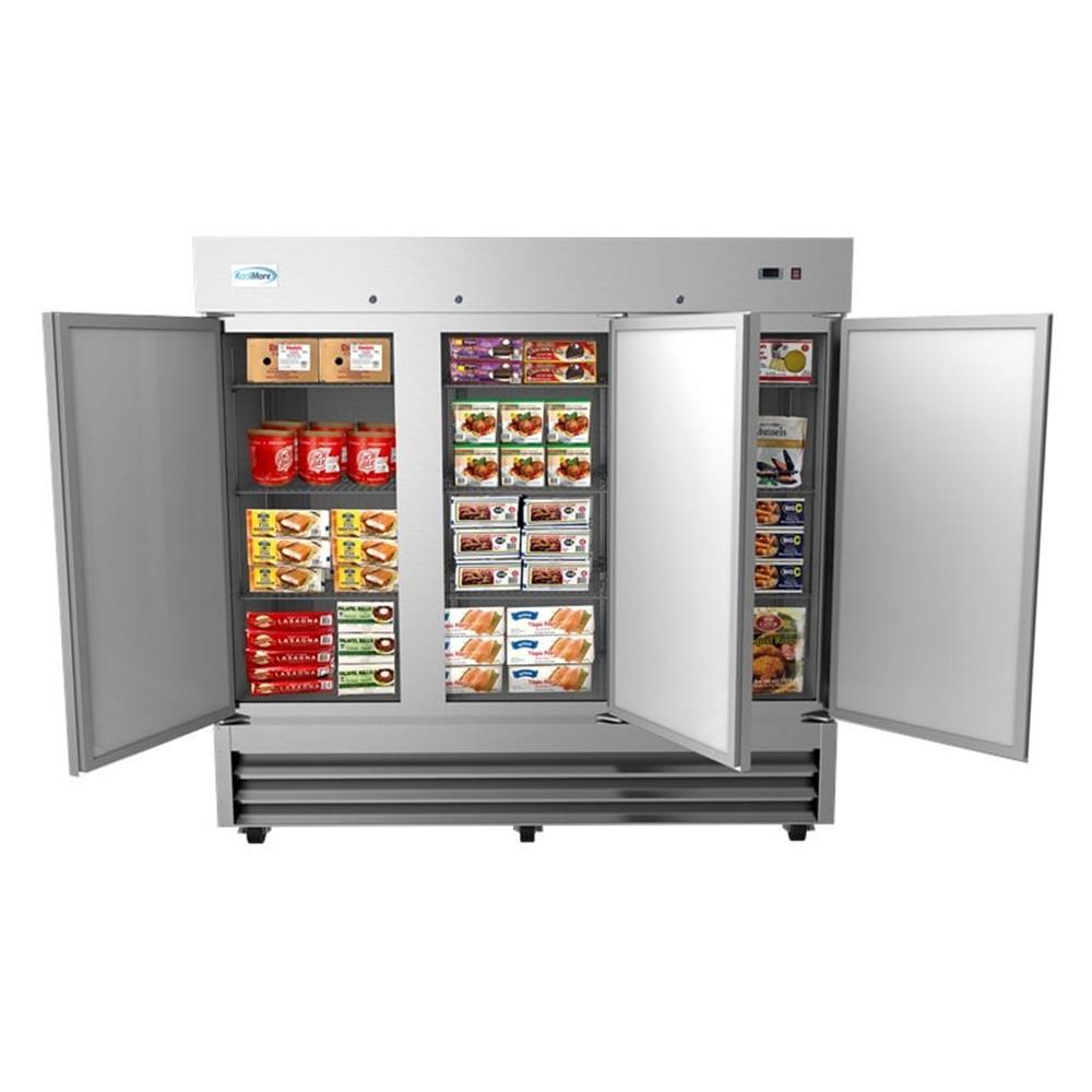 Koolmore 82" 3 Door Stainless Steel Upright Reach-In Freezer in Silver