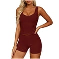 thumbnail image 3 of ZyeKqe 2 Piece Workout Sets for Women Square Neck Cropped Tank Tops Tight Gym Shorts Casual Sports Yoga Tracksuits, 3 of 8