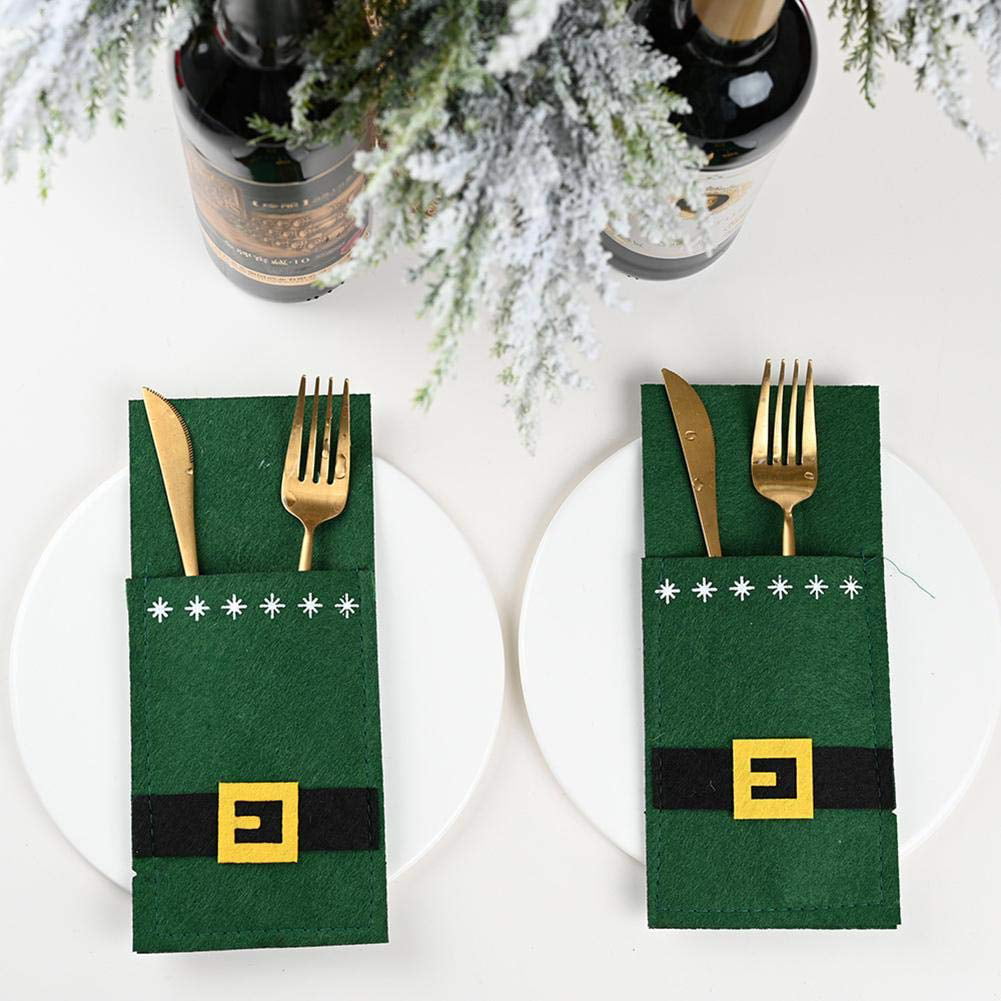Christmas Tableware Xmas  Fork Bags Dinner Cutlery Holder Pocket JJ 