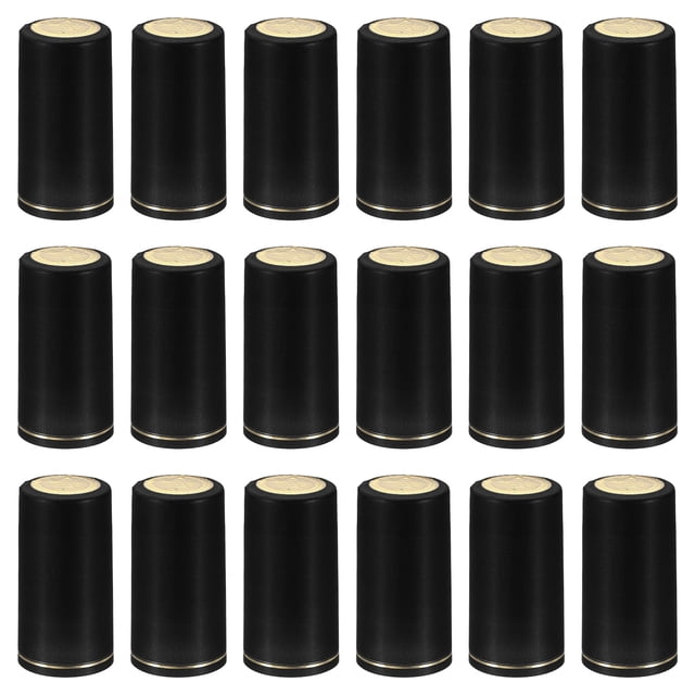 Unique Bargains Bouchon Rétractable en PVC avec Languette pour Bouteille de Vin, 120 Pcs 30x60mm Ligne de Couverture Rétractable Noire