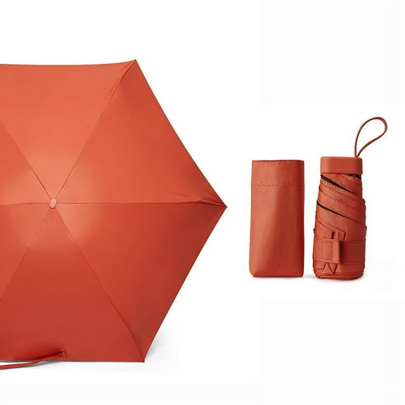 Namzi 1pcs 6 bonesTravel Sun&rain Umbrella Mini Folding Travel Compact and Lightweight UV Protection Clear Umbrella with Case 35.4inch Pocket Umbrella for Men Women Kids（Orange）