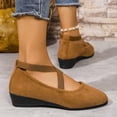 thumbnail image 5 of Willtoo Womens Crisscross Elastic Strap Wedge Flats Comfort Slip‑On Mary Jane Shoes Soft Lightweight Non‑Slip Round Toe Casual Walking Shoes, 5 of 6