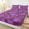 thumbnail image 3 of jejeloiu Video Miners Games Bed Sheets,Purple Pixelated Check King Sheets,Cartoon Gamepad Gaming Sheet Set For Boys Teens,Ultra Soft Home Decor,4pcs, 3 of 7