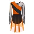 thumbnail image 4 of iiniim Women's Color Block Lyrical Dance Dress Long Sleeve Rhinestone Figure Skating Ballet Dancewear Orange XXL, 4 of 7