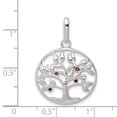 thumbnail image 2 of Beautiful Sterling Silver Polished Red CZ Tree Circle Pendant, 2 of 2