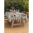 thumbnail image 3 of Outdoor Tablecloth with Umbrella Hole for Patio/Picnic/Party/Camping, Grey Coastal Waterproof Table Cloth Rectangle Table Cover Washable, Summer Conch Starfish Scallops Vintage Nautical (60"x 102"), 3 of 9