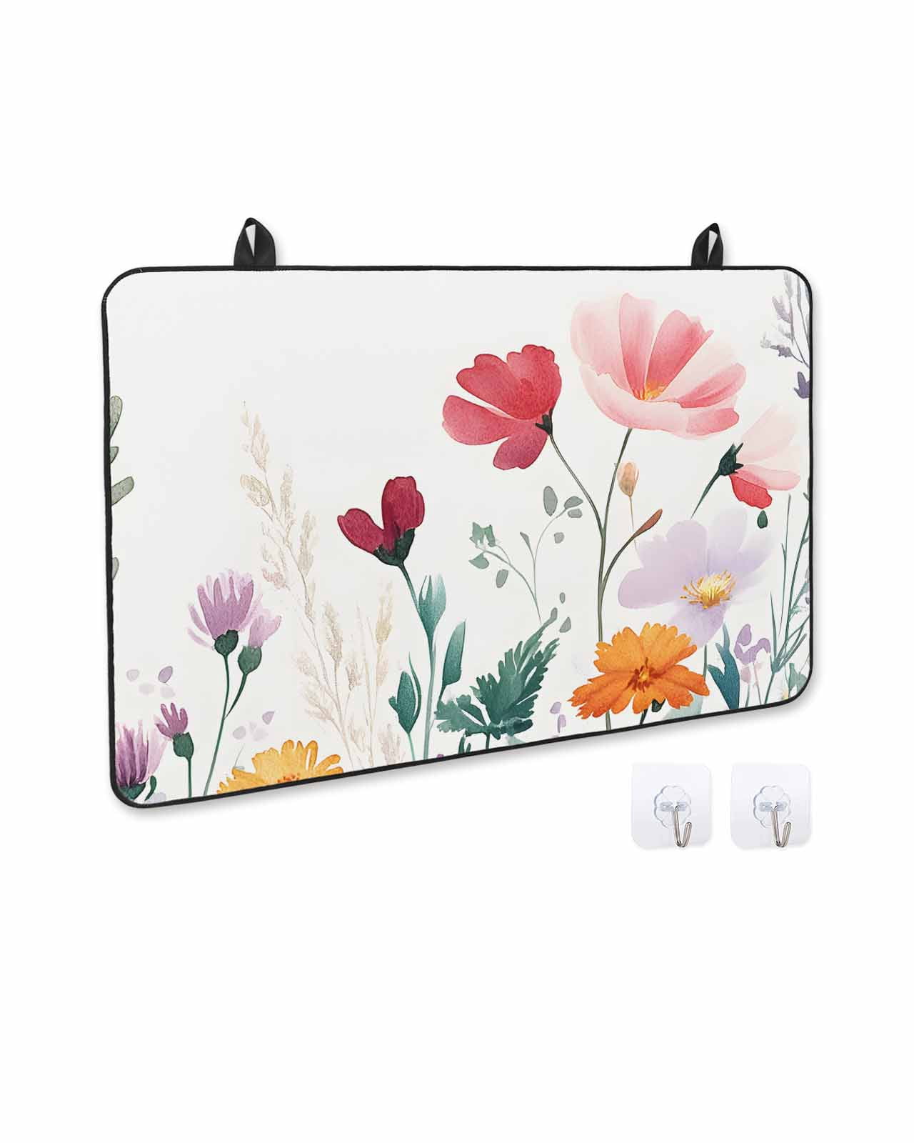 nqOlkjepod Large Induction Cooktop Protector Mat 24"x21", Spring Floral Stove Top Covers for Electric Stove, Watercolor Flower Botanical Decorative Stove Burner Cover Mats, Glass Top Stove Cover