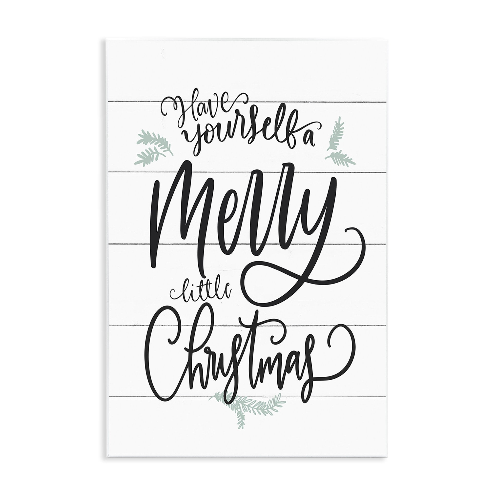 The Stupell Home Decor Collection Holiday Planked Look A Merry Little Christmas Black White and Blue Typography Oversized Wall Plaque Art, 12.5 x 0.5 x 18.5