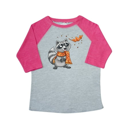 

Inktastic Cute Raccoon with Scarf with Orange Autumn Leaf Gift Toddler Boy or Toddler Girl T-Shirt