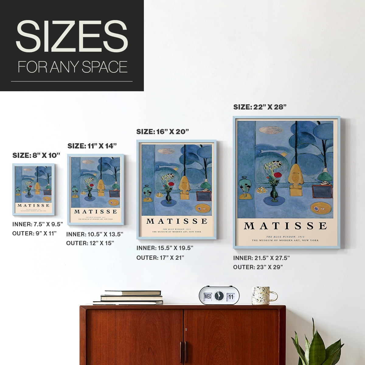 Matisse CC Framed Print in Blue Solid Wood 16 x 20 Framed Print