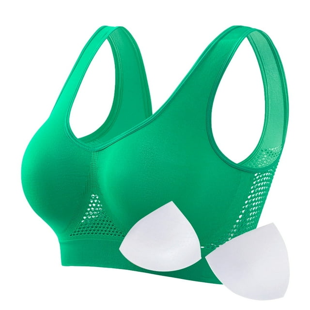Bras Middle Age Front Closure All-Day Ease Bra With Wireless No Padding Plus Size Bra Green M