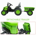 thumbnail image 6 of Luku 12V Kids Tractor with Trailer, Remote Control, Music, LED Lights, Electric Vehicle Toy, Green, 6 of 7