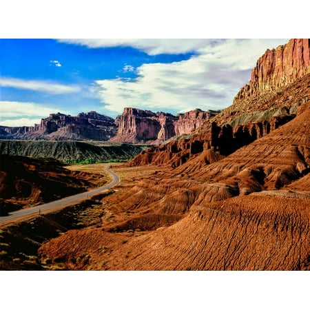 Road passing through rocky desert, Capitol Reef National Park, Utah, USA Print Wall (Best Time To Visit Utah National Parks)